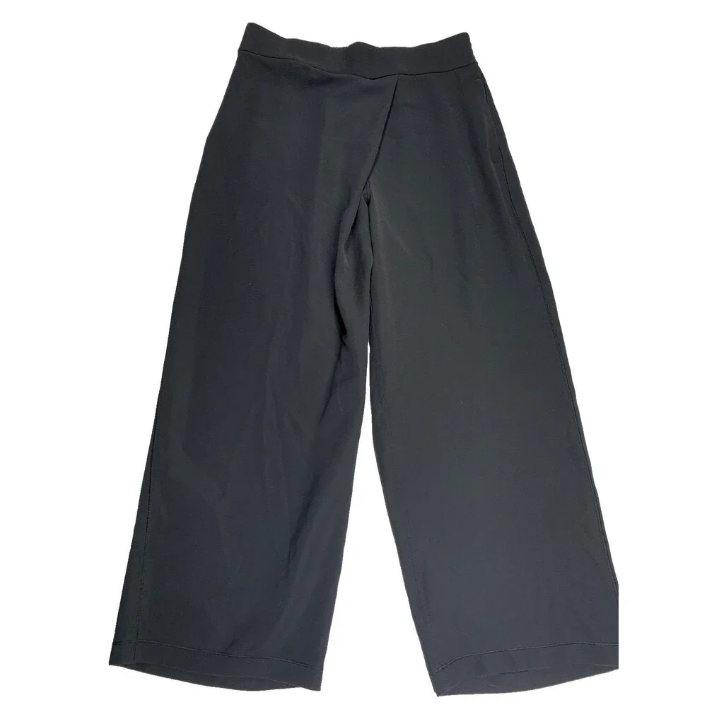 Lululemon With The Flow Pant 8 Black Travel Woven Crop Wide Leg Crop LW5BVNS